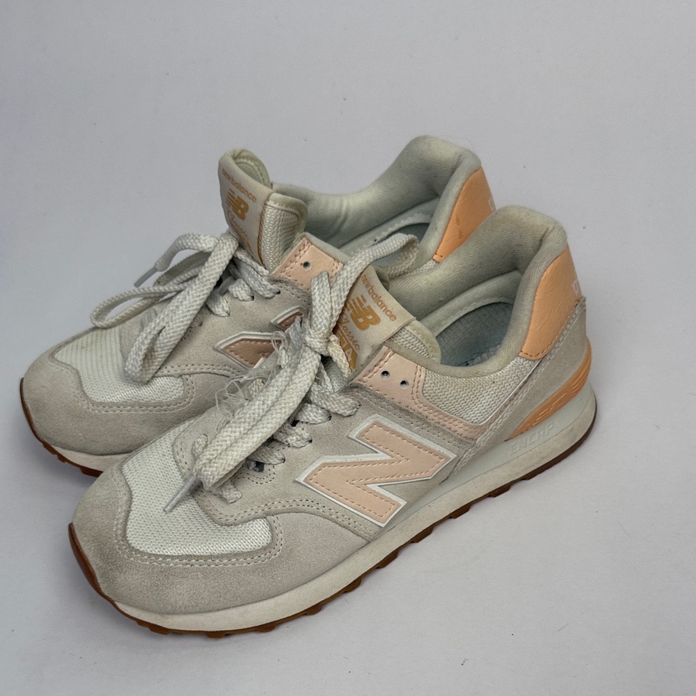 New Balance Light Peach and White Sneakers. - needs laces and inserts